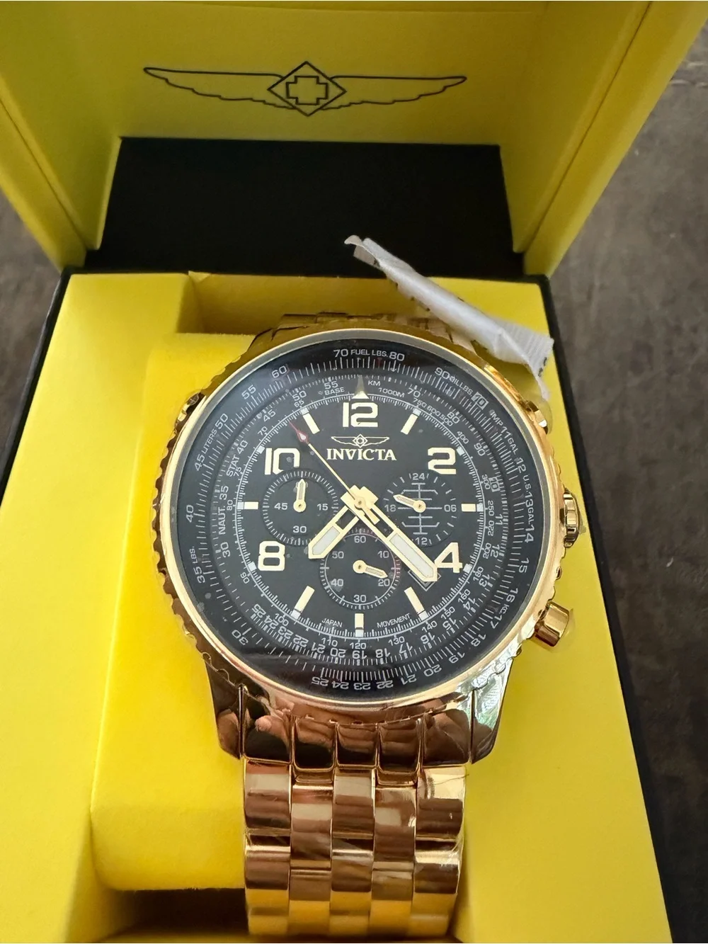 Invicta Aviator Vorticity 49082 Men’s Gold-Tone Chronograph Watch 49.5mm